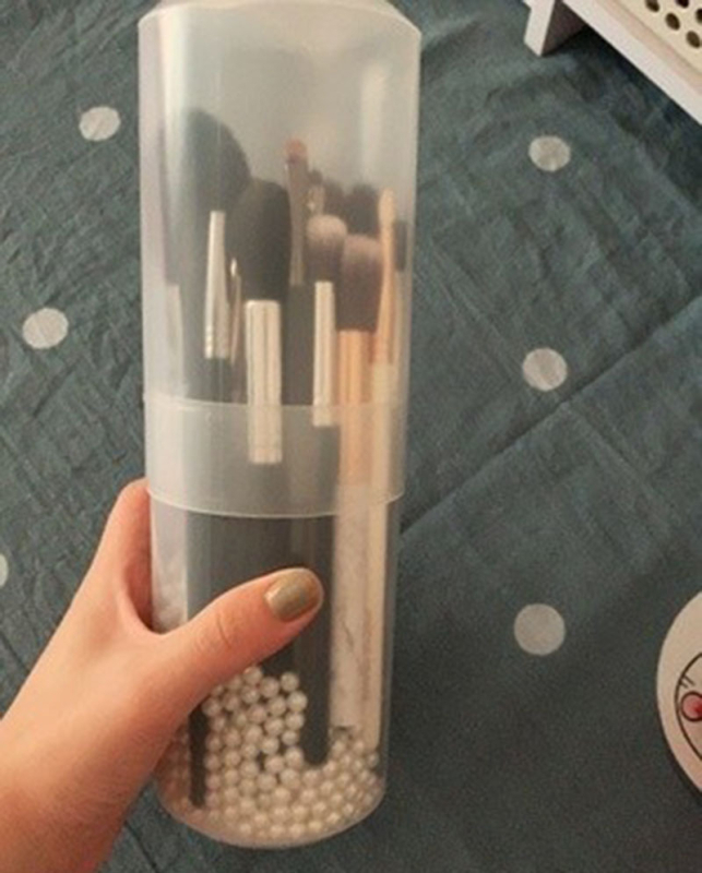 Plastična kutija za pohranu četkica za šminku s poklopcem, izvlačna, otporna na prašinu, 18 L kapacitet