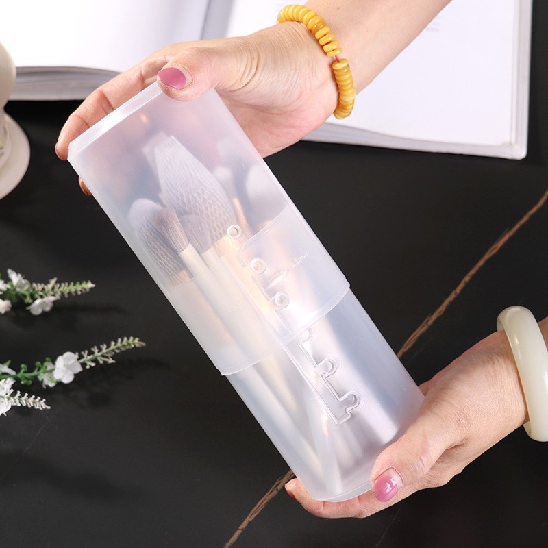 Plastična kutija za pohranu četkica za šminku s poklopcem, izvlačna, otporna na prašinu, 18 L kapacitet