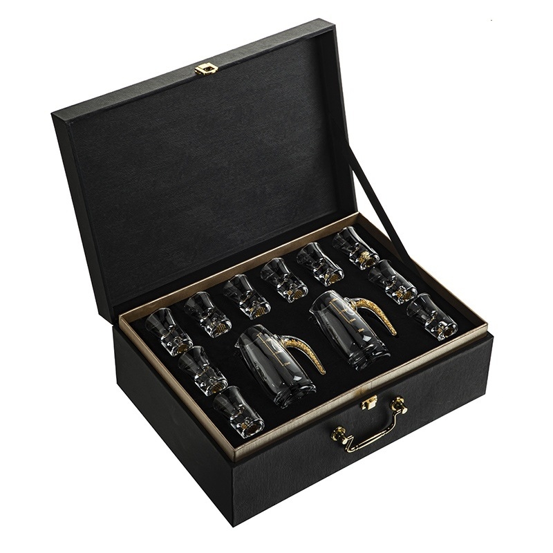 Hausvan kristály spirit pohár készlet adagolóval, könnyed luxus ajándékdobozzal, 10+ darab