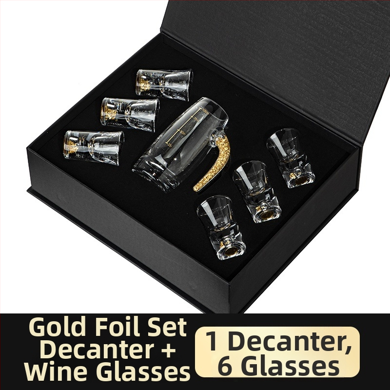 Hausvan kristály spirit pohár készlet adagolóval, könnyed luxus ajándékdobozzal, 10+ darab