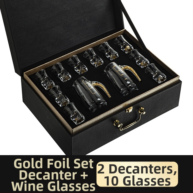 Hausvan kristály spirit pohár készlet adagolóval, könnyed luxus ajándékdobozzal, 10+ darab