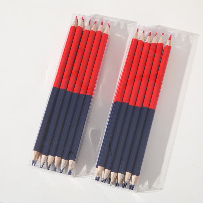 Drveni građevinski olovak za označavanje s dvobojnim grafitom, šesterokutno tijelo, PVC pakiranje