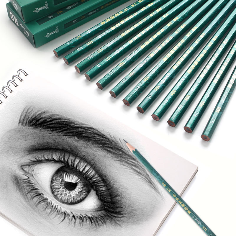 Drvena olovka za pisanje i crtanje, tvrdoća grafita 2H–8B, netoksična, u kutiji, pogodna za ispite