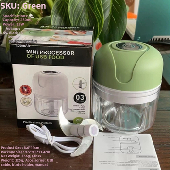 Bezdrôtový mini krájač na cesnak s 3 čepeľami, 3 rýchlosti, kapacita <1 L, až 10 000 rpm, ≤36 V