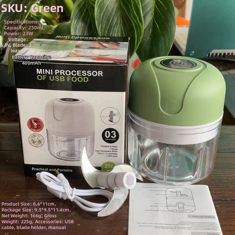 Bezdrôtový mini krájač na cesnak s 3 čepeľami, 3 rýchlosti, kapacita <1 L, až 10 000 rpm, ≤36 V