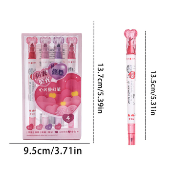 Kétoldalas, kétszínű kiemelő marker, átlátszó testtel, logónyomtatás elérhető, 6 darabos készlet, ferde hegy