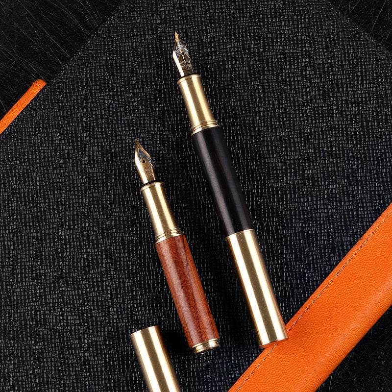 Prenosno pero 0,5 mm, drveno kućište od sandalovine i mesinga, mini pero s crvenim sandalovim drvetom i ebenom, kineski stil darovno pero, masivno drvo s graviranim logom