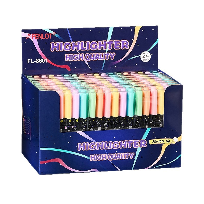 Set fluorescentskih markera, model 8601, plastično kućište, PVC pakiranje, 6 kom./kutija, bez dvostruke glave