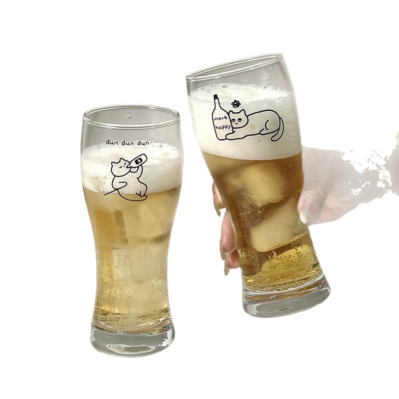 Sörös pohár, üveg, 301–400 ml, friss és aranyos stílus