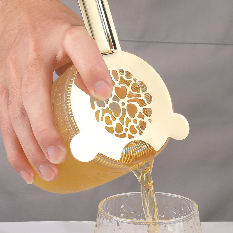 Filter za koktele od nehrđajućeg čelika s oblikom srca, nepravilnim oblikom, odjeljivač leda i mrežica za led — Chef Wang, 90 g