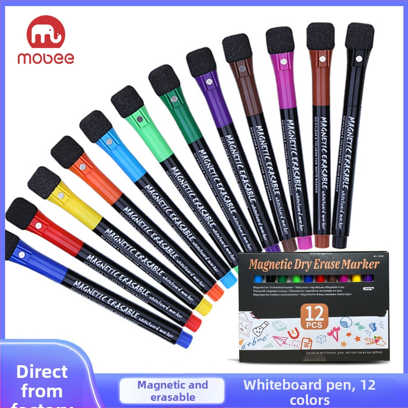 Magnetický per na bielu tabuľu pre deti s tinou na báze vody, vymazateľné, šírka čiary 2 mm, model G-208B12