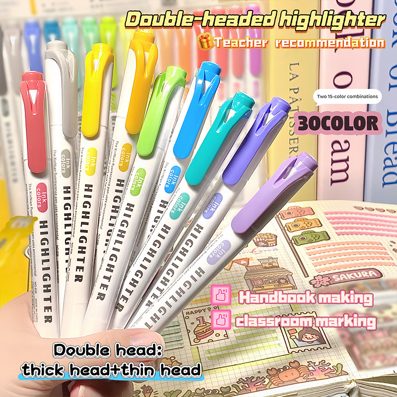 Kétoldalas kiemelő marker, műanyag ház, modell 838, dobozos csomagolás, 128 darabos készlet