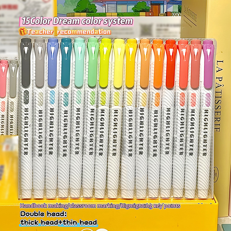 Kétoldalas kiemelő marker, műanyag ház, modell 838, dobozos csomagolás, 128 darabos készlet