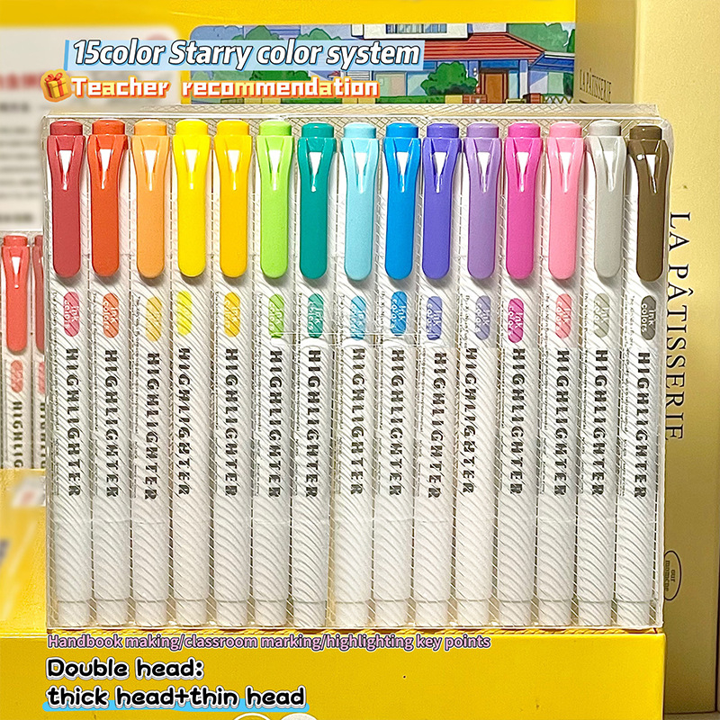 Kétoldalas kiemelő marker, műanyag ház, modell 838, dobozos csomagolás, 128 darabos készlet