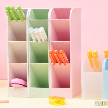 Suport pentru pixuri cu inserție înclinată, design nordic minimalist și transparent, material PP, formă pătrată, model CY7040, 639433889945