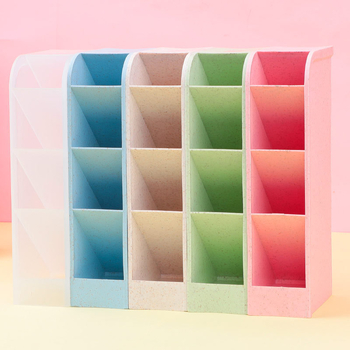 Suport pentru pixuri cu inserție înclinată, design nordic minimalist și transparent, material PP, formă pătrată, model CY7040, 639433889945