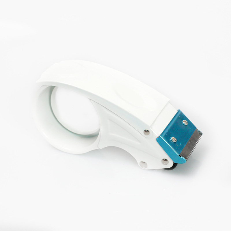 Teški rezač kutijske trake za zatvaranje – metalno kućište, model Metal Cutter, širina trake do 75 mm, promjer osovine 130 mm, neto težina 180 g, pogodan za brtvljenje i pakiranje