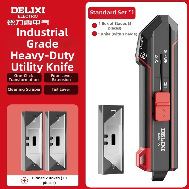 Deli Electric nehéz használatú tapéta kés, 2 az 1-ben átalakítható penge, rozsdamentes acél