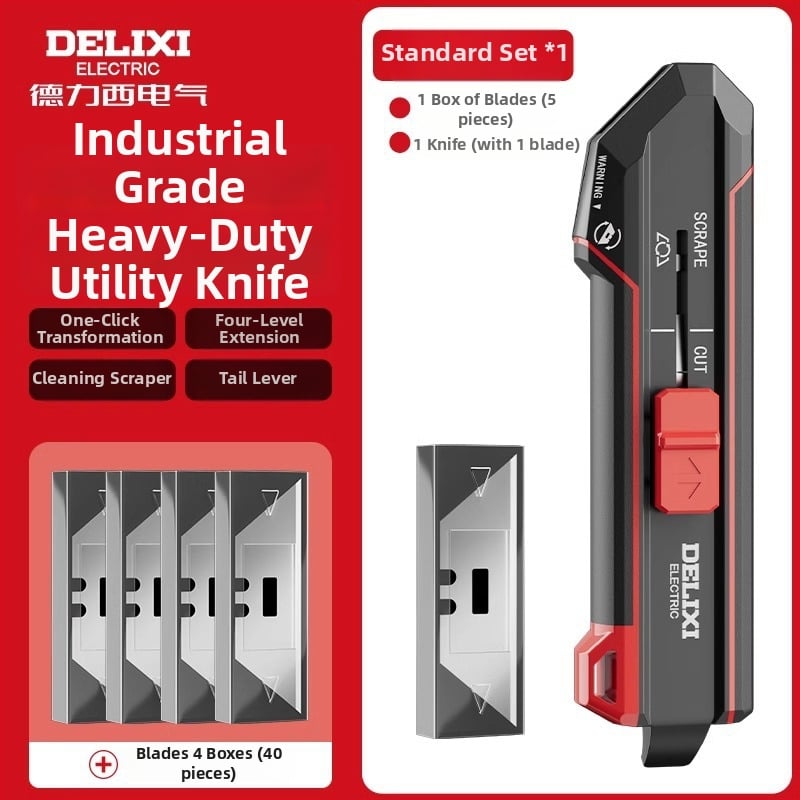 Deli Electric nehéz használatú tapéta kés, 2 az 1-ben átalakítható penge, rozsdamentes acél