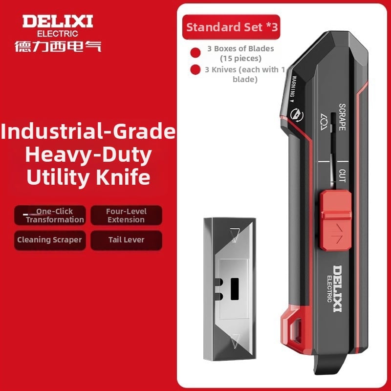 Deli Electric nehéz használatú tapéta kés, 2 az 1-ben átalakítható penge, rozsdamentes acél