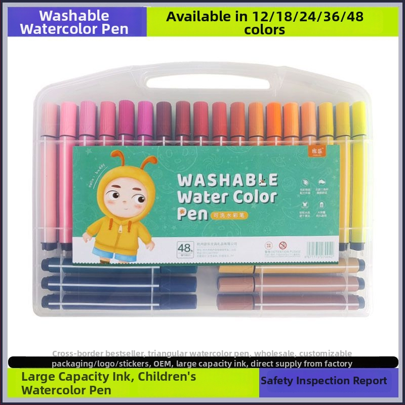 Akvarelové pero pre deti, umývateľné, netoxické, na vodnej báze, vhodné pre materskú školu a základnú školu