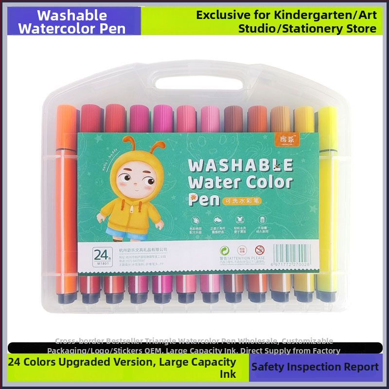 Akvarelové pero pre deti, umývateľné, netoxické, na vodnej báze, vhodné pre materskú školu a základnú školu
