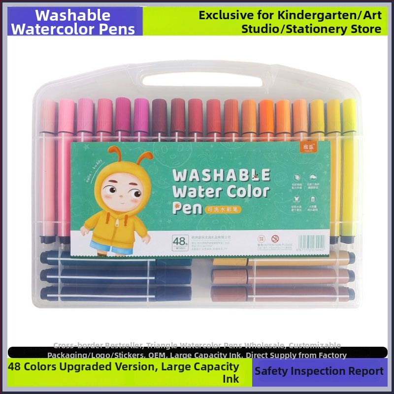 Akvarelové pero pre deti, umývateľné, netoxické, na vodnej báze, vhodné pre materskú školu a základnú školu