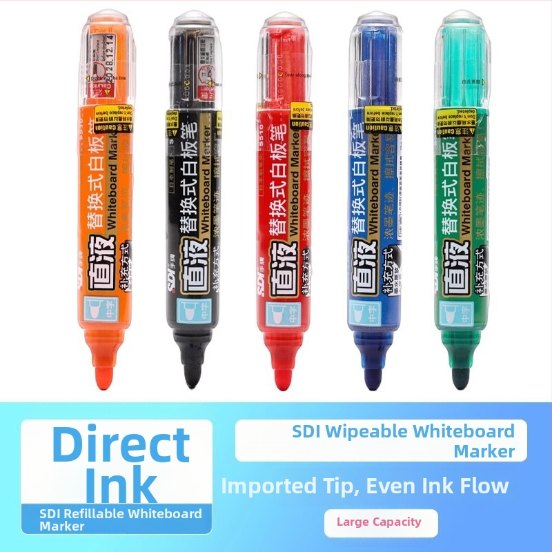 Hand Brand S510 marker na tabuľu s vysokokapacitnou tekutou náplňou, šírka čiary 2,0–2,5 mm, pre kancelárske a vyučovacie použitie, 12 kusov v balení