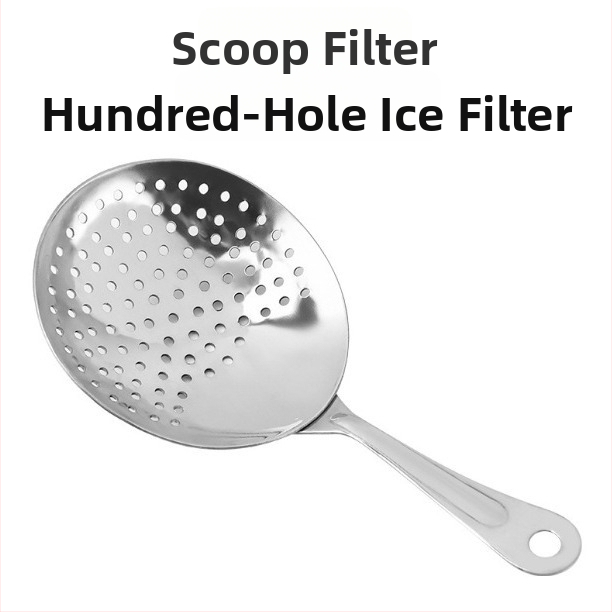 Rozsdamentes acélból készült 100-lyukas jégszűrő koktélokhoz — jégszűrő, modern minimalist dizájn