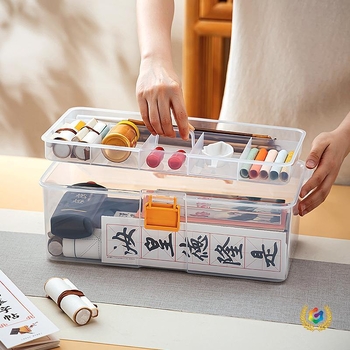 Cutie de depozitare pentru birou, cu compartimente multiple, organizator transparent din oțel inoxidabil, cu capac, 8 L