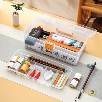 Cutie de depozitare pentru birou, cu compartimente multiple, organizator transparent din oțel inoxidabil, cu capac, 8 L