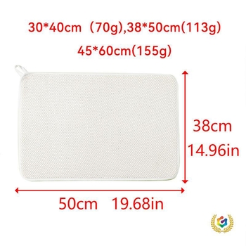 Covoraș de uscare pentru blat de bucătărie din oțel inoxidabil, pătrat, anti-alunecare, în stil chinezesc