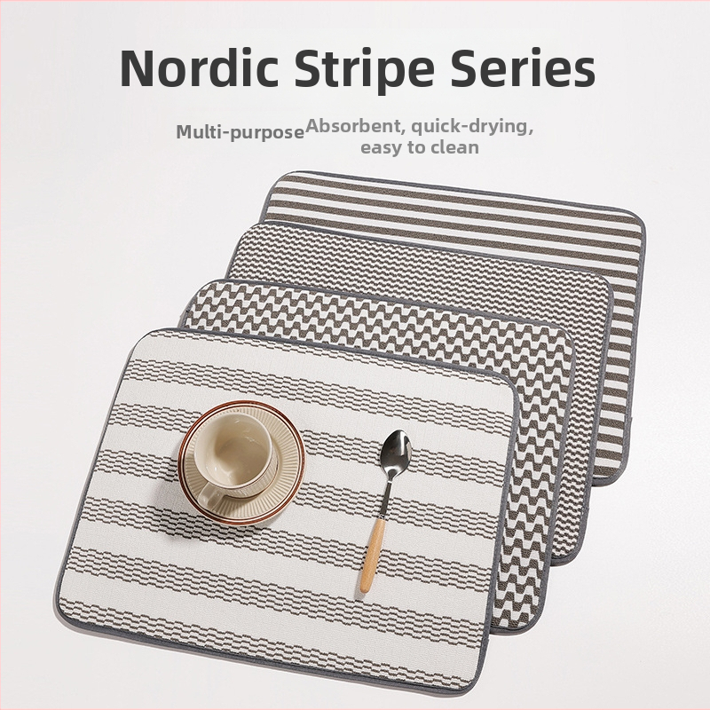 Kuchynská mikrovláknová podložka na sušenie, štvorcový tvar, Nordic štýl, jednofarebný vzor, prémiová kvalita