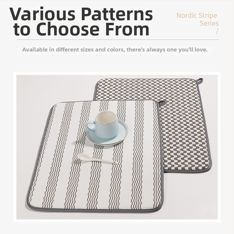Kuchynská mikrovláknová podložka na sušenie, štvorcový tvar, Nordic štýl, jednofarebný vzor, prémiová kvalita
