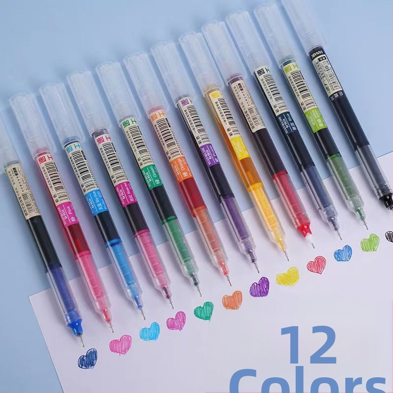 Sada gelových pier z plastu, na denník, maľovanie a písanie; 12 kusov v balení