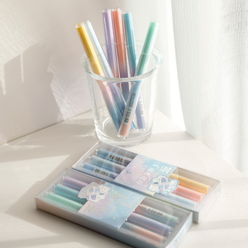 Tianzhuo Aurora gyöngyház csillogó kiemelő toll, modell 86630, műanyag test, dobozos csomagolás, középiskolások számára a kulcspontok kiemeléséhez