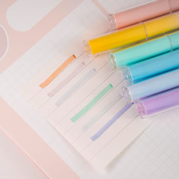 Tianzhuo Aurora gyöngyház csillogó kiemelő toll, modell 86630, műanyag test, dobozos csomagolás, középiskolások számára a kulcspontok kiemeléséhez