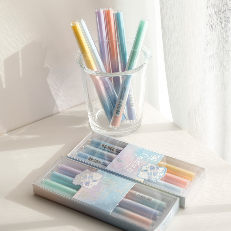 Tianzhuo Aurora gyöngyház csillogó kiemelő toll, modell 86630, műanyag test, dobozos csomagolás, középiskolások számára a kulcspontok kiemeléséhez