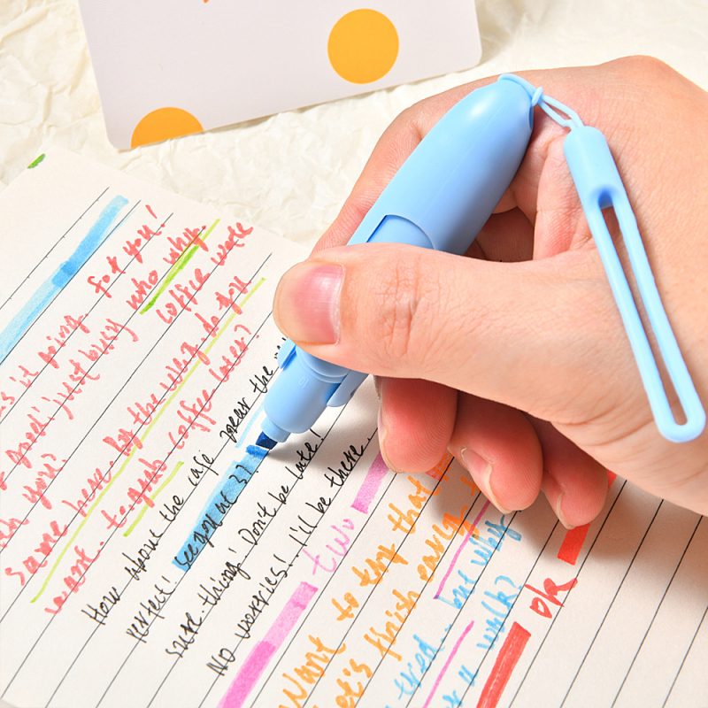 Hordozható illatos fluoreszcens jelölő toll — virágos és gyümölcsös illat, 6 ízű készlet (6 üveg dobozban), műanyag test, dobozos csomagolás, Ju Meng Stationery