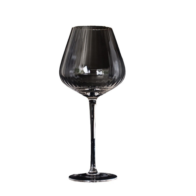 Kristalna čaša za vino s vertikalnim uzorkom, 5-djelni set, luksuzno retro stil