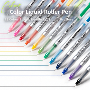 Pix rollerball cu vârf de ac, corp din plastic, capac, cerneală neștersibilă