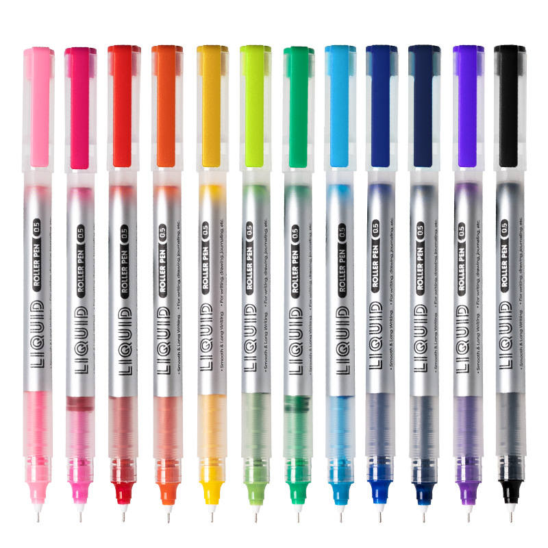 Pix rollerball cu vârf de ac, corp din plastic, capac, cerneală neștersibilă