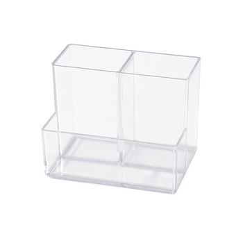 Organizator transparent cu mai multe compartimente pentru birou – din plastic, pentru pixuri și depozitare pentru rechizite și pensule de machiaj