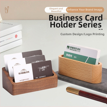 Drveni držač vizitki i držač olovke s višestrukim odjeljcima, jednostavan dizajn, mogućnost tiska logotipa i prilagodbe
