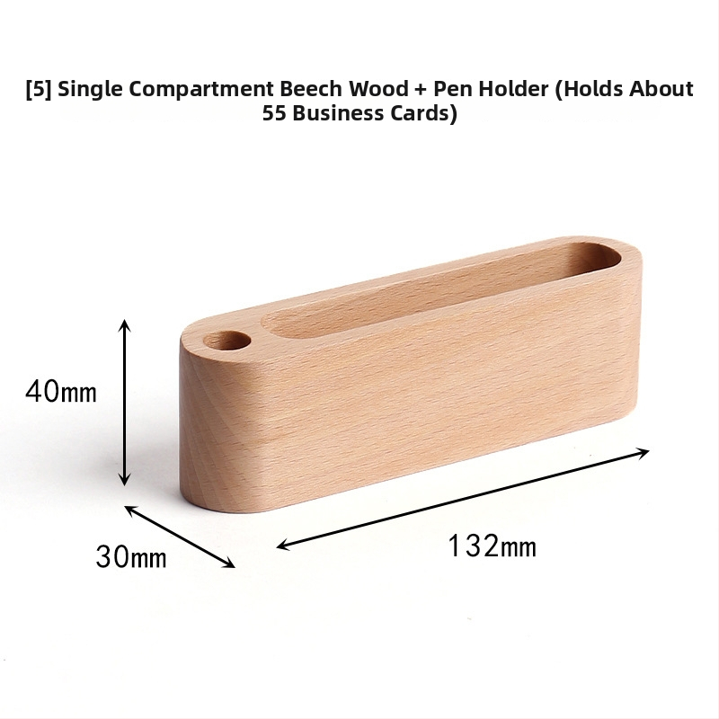 Drveni držač vizitki i držač olovke s višestrukim odjeljcima, jednostavan dizajn, mogućnost tiska logotipa i prilagodbe