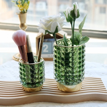 Стъклен държач за моливи и четки, кръгла форма, Nothing, модел Brush Barrel 1000, без лого, персонализируем