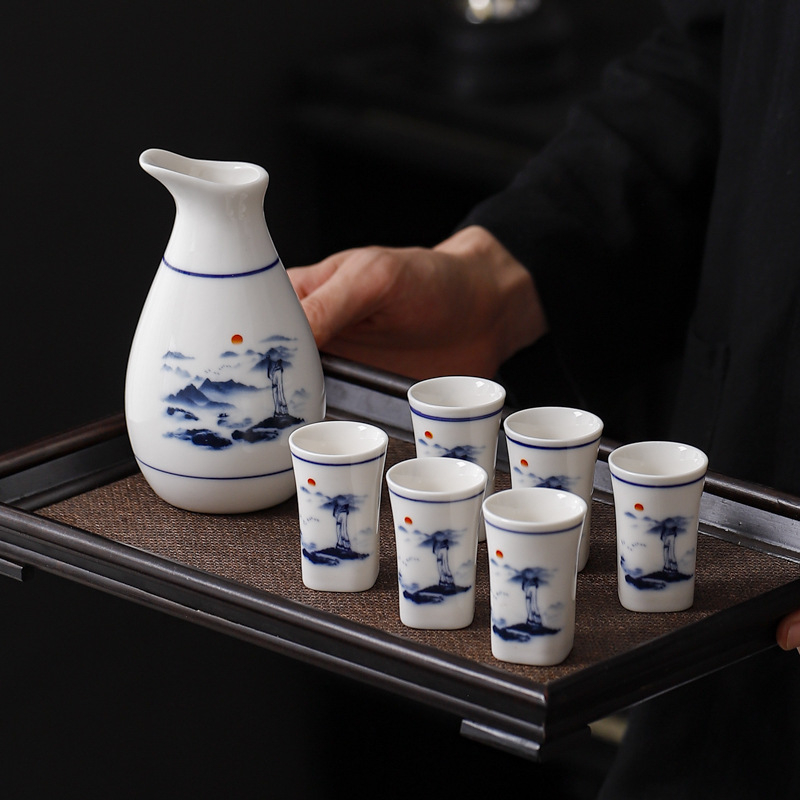 Porcelanski set alata za vino, 5-9 kom., suvremeni minimalistički stil, keramički dozator za vino i grijani lonac, marka Shun Sheng Fa