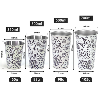 Čaša od nehrđajućeg čelika 304, kapaciteta 501–600 ml, jednostrani zavinut rub, kreativni stil s promjenom boje