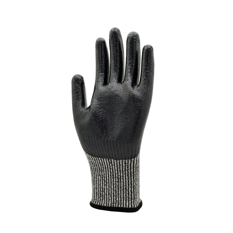 Γάντια ασφαλείας CE πιστοποιημένα EN388 επίπεδο 5 αντίσταση κοπής, HPPE και γυαλιστερή επίστρωση νιτριλίου, αντιολισθητικά