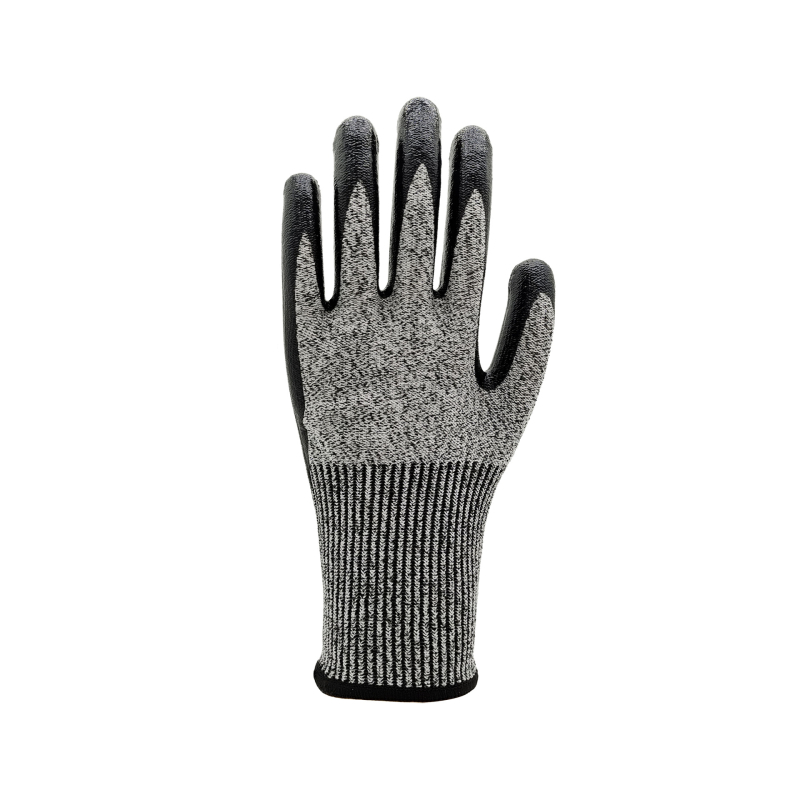 Γάντια ασφαλείας CE πιστοποιημένα EN388 επίπεδο 5 αντίσταση κοπής, HPPE και γυαλιστερή επίστρωση νιτριλίου, αντιολισθητικά